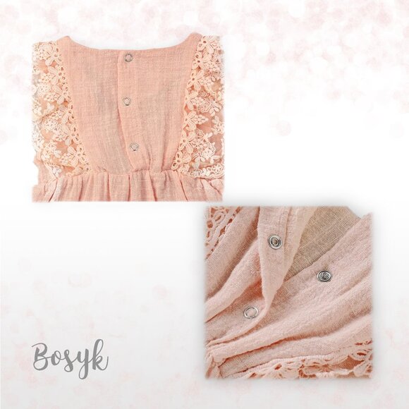 Sleeveless Muslin Lace Romper Bodysuit Baby Girl - Ruffle Romper Bodysuit Baby - Picture 3 of 4